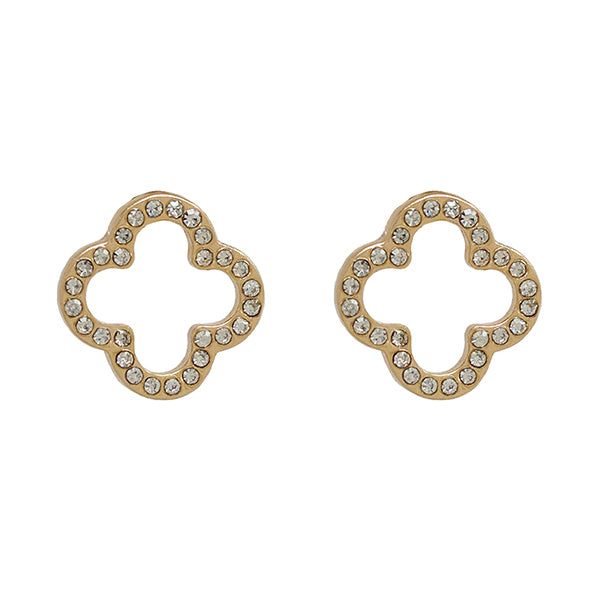 Pave Cut Out Clover Earrings