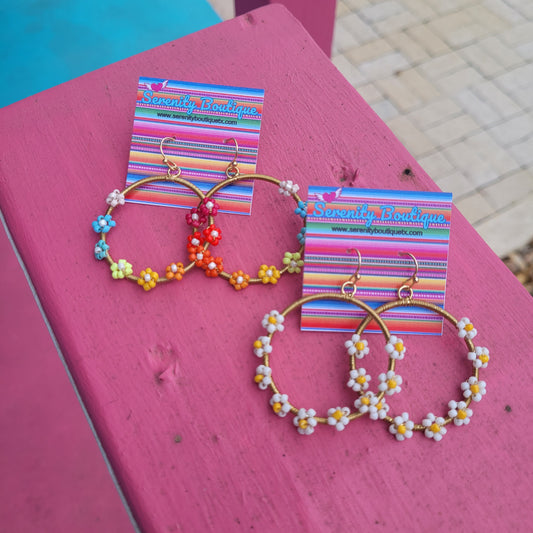 Flower Circle Earrings