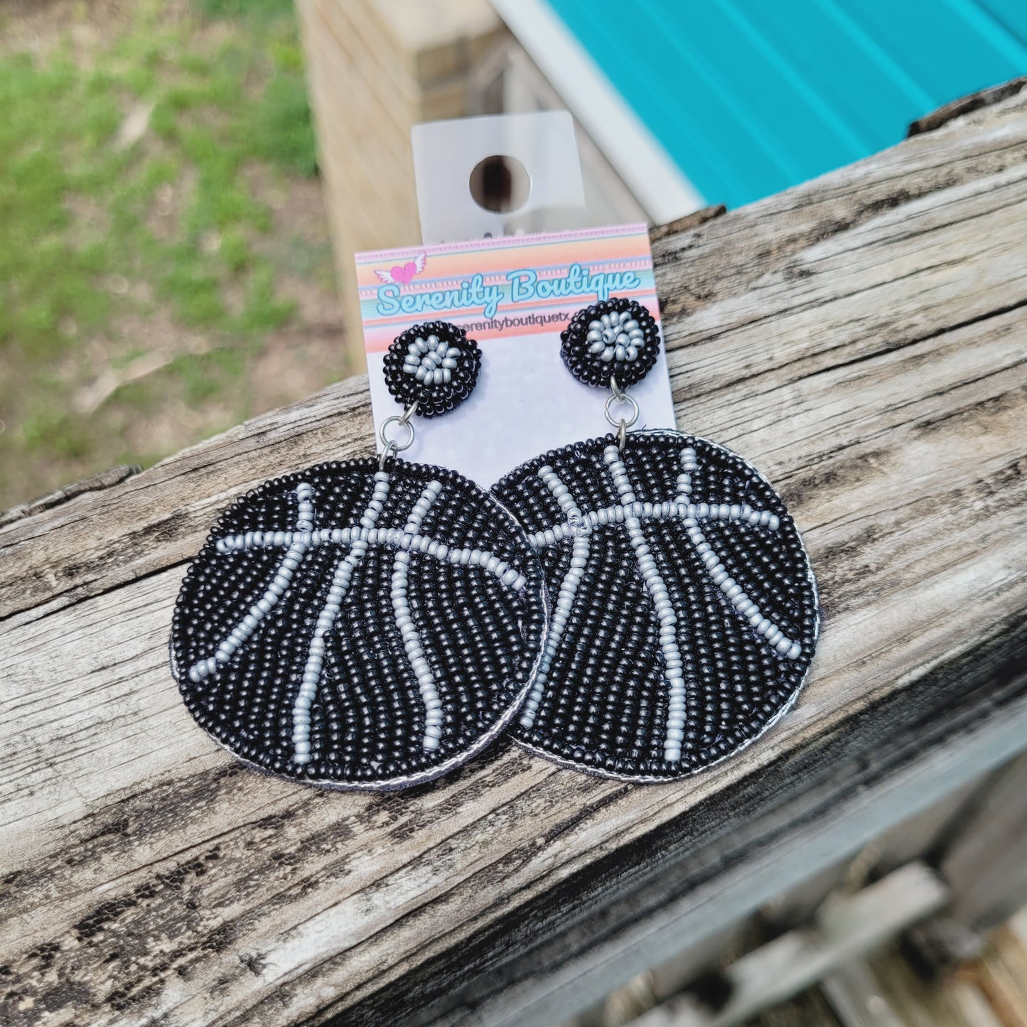 Black & Silver Basketball Earrings