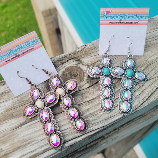 Rhinestone Crosses Earrings