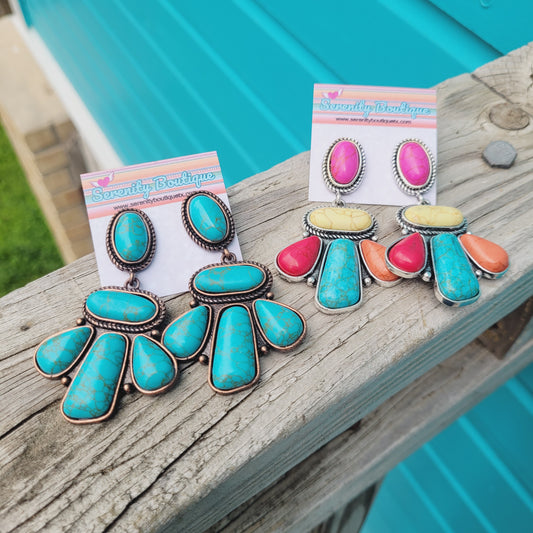 Antique Turquoise Stone Earrings