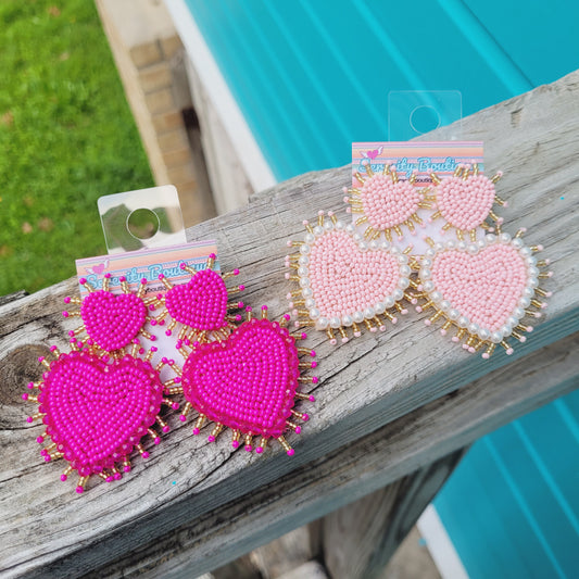 Beaded Hearts Earrings
