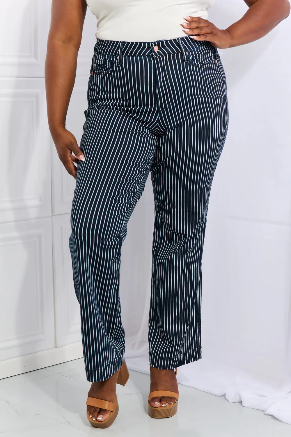 Judy Blue So Striped Straight Jeans
