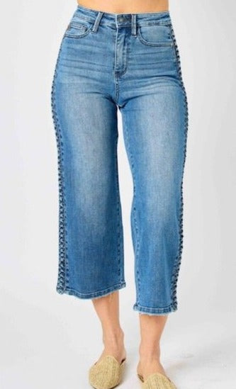 Judy Blue Braid Crop Jeans
