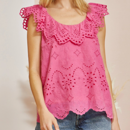 Charming Pink Eyelet Top (Plus Size)