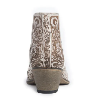Moxie Hand-Tooled Booties in White Chocolate