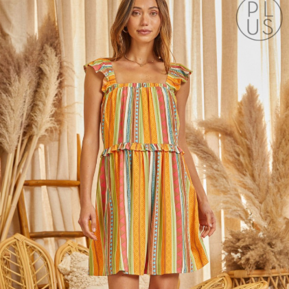 Orange Aztec Dress (Plus Size)