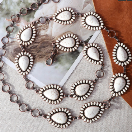 Tear Blossom Stone Link Belt