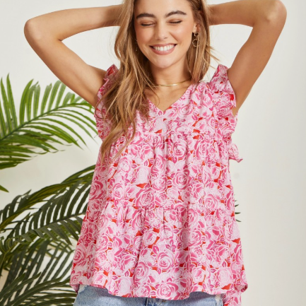 Roses Flutter Blouse