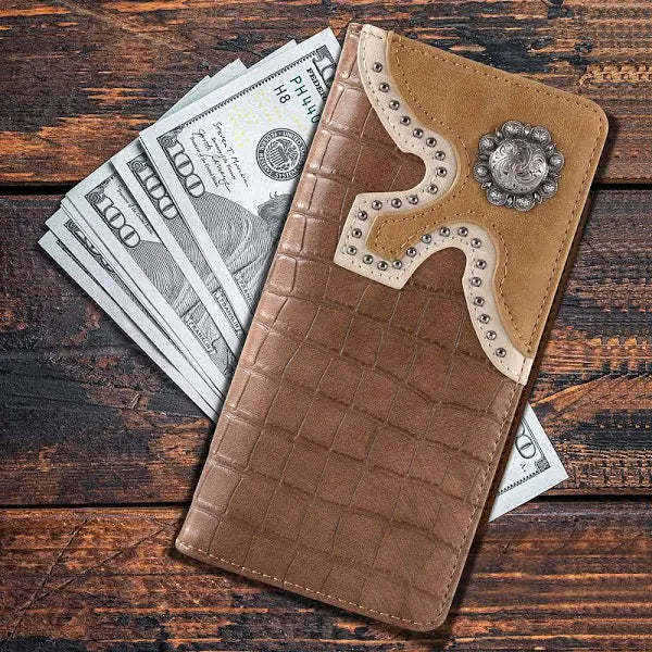 Montana West Mens Croc Print Wallet