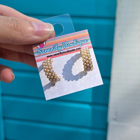 Mini Pearl Hoop Earrings