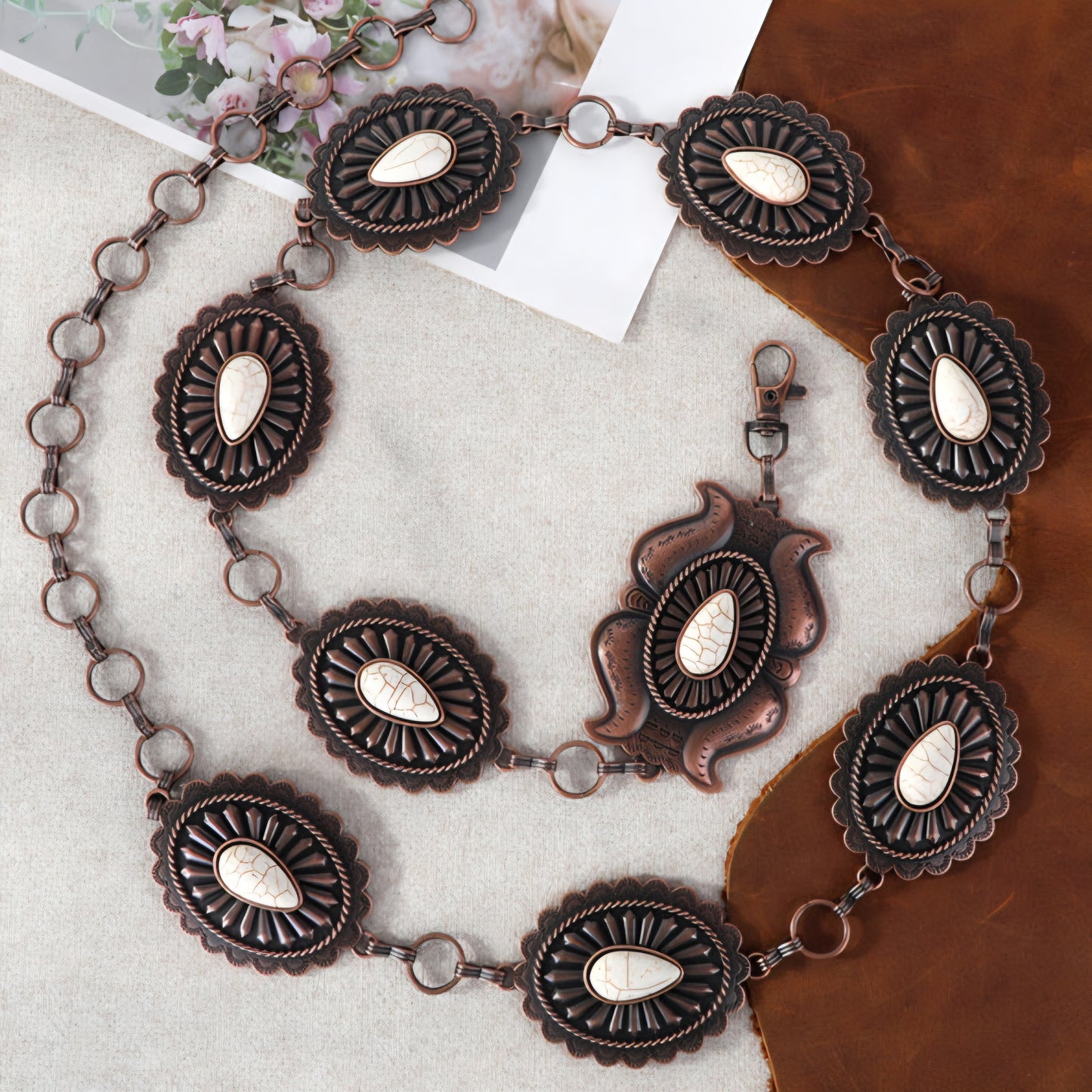 Rustic Etched Oval Concho Belt