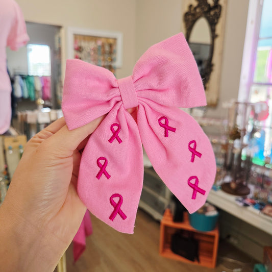 Breast Cancer Ribbon Bow