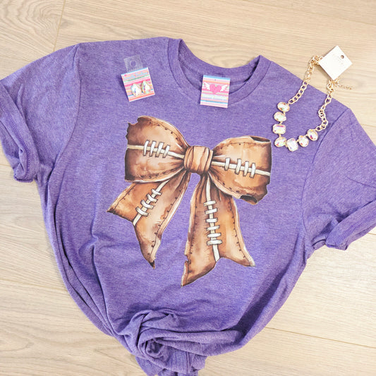 Football Bow Tee in Purple