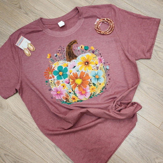 Fall Floral Pumpkin Tee