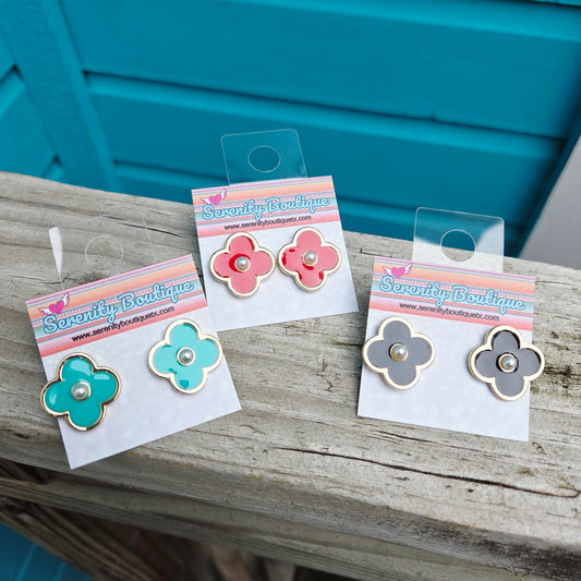 Flower and Pearl Earrings