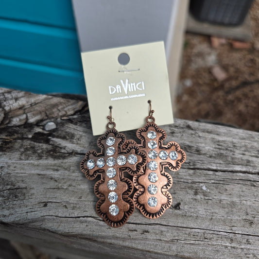 Rhinestone Crosses Earrings