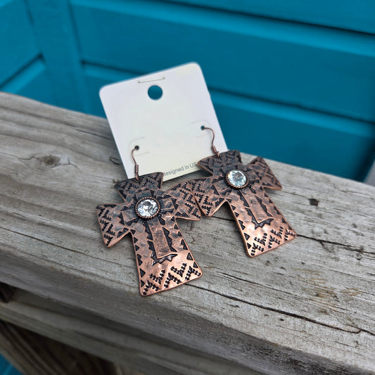 Southern Bronze Cross Earrings