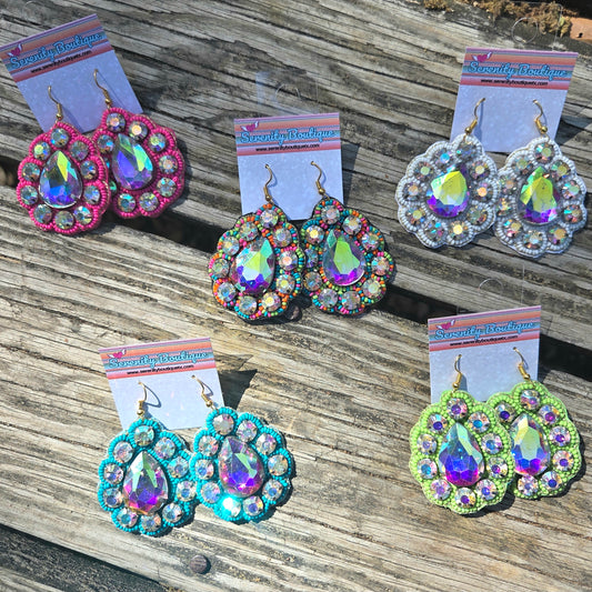 Rhinestone Color Cluster Earrings
