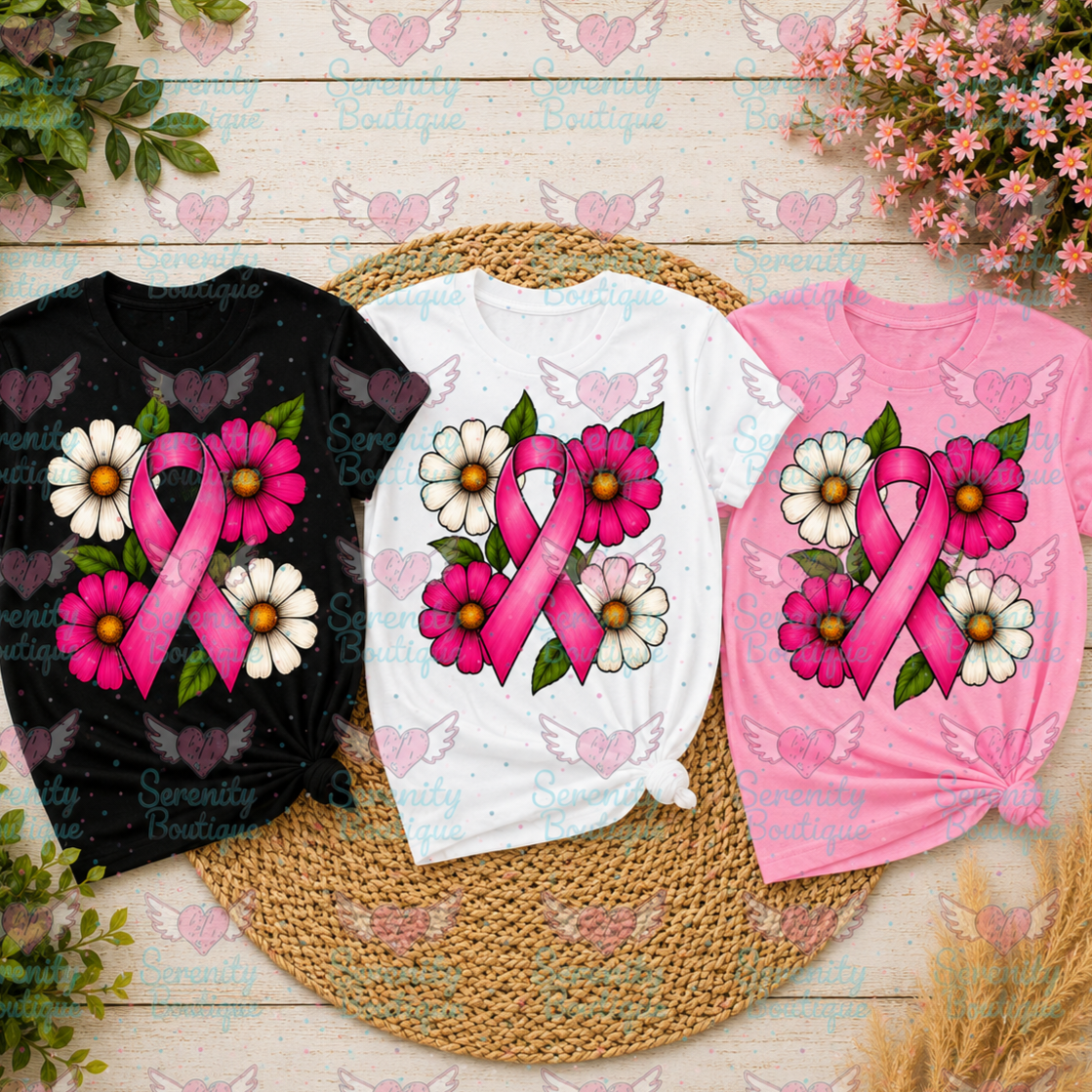 Breast Cancer Floral Tee *PRESALE*