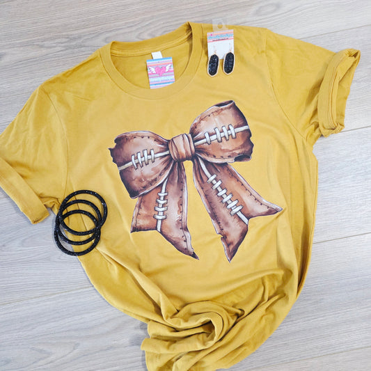 Football Bow Tee in Marigold