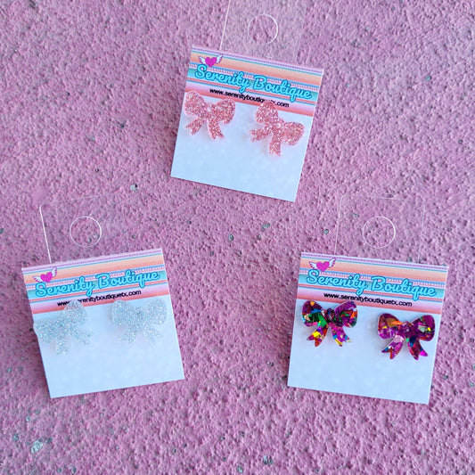 Glitter Bow Studs