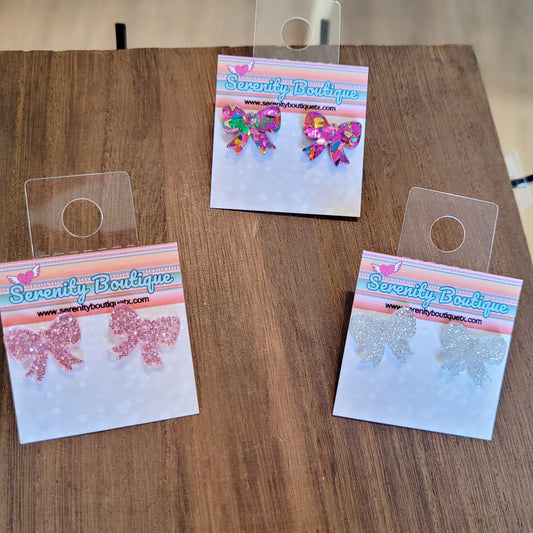 Glitter Bow Studs