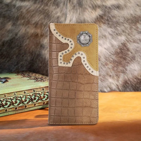 Montana West Mens Croc Print Wallet