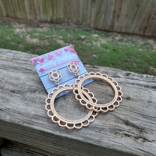 Golden Flower Hoop Earrings