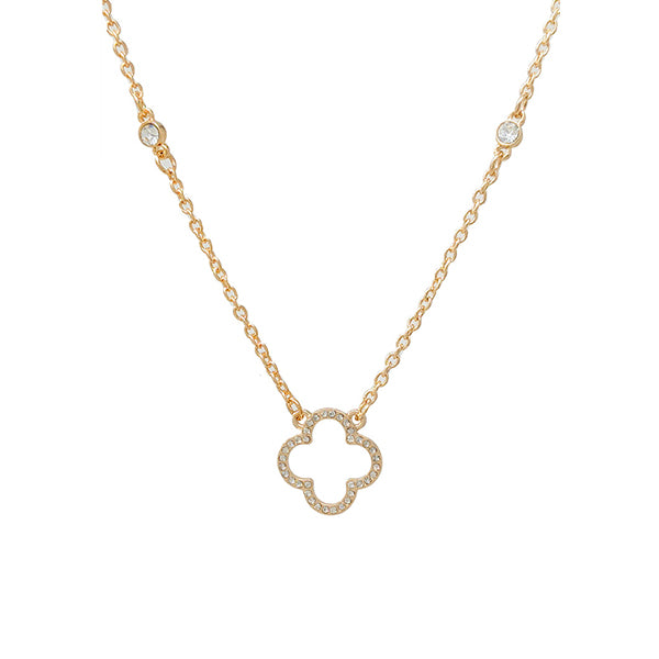 Pave Cut Out Clover Necklace