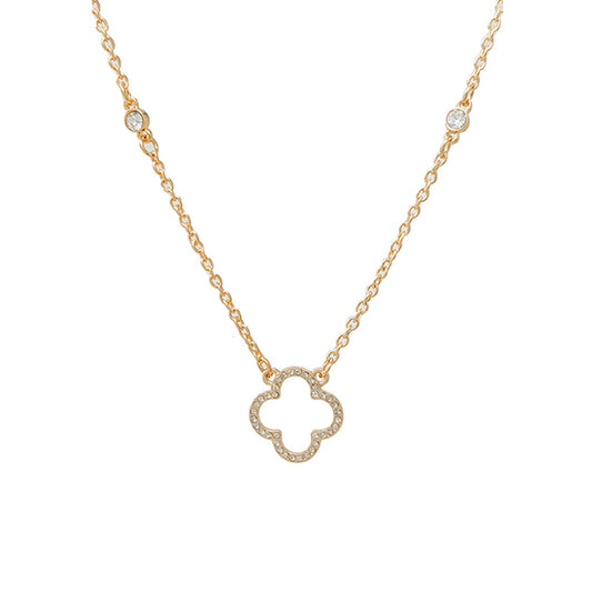 Pave Cut Out Clover Necklace