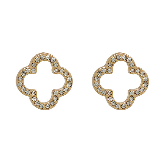 Pave Cut Out Clover Earrings