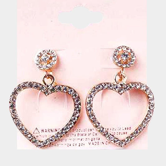 Rhinestone Heart Clip Ons