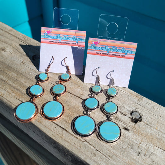 Turquoise Round About Drop Earrings
