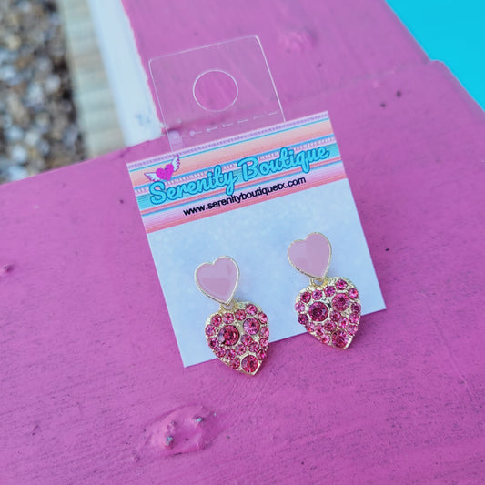 Rhinestone Double Heart Earrings