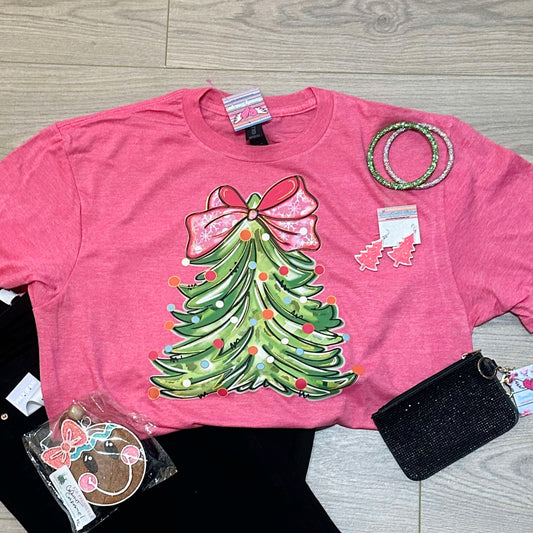 Pink Bow Tree Tee