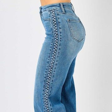 Judy Blue Braid Crop Jeans