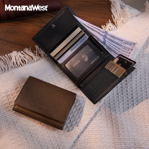 Montana West Genuine Leather Tri-Fold