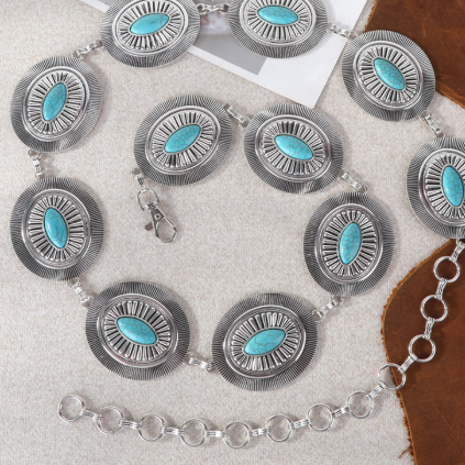 Rustic Turquoise Oval Belt