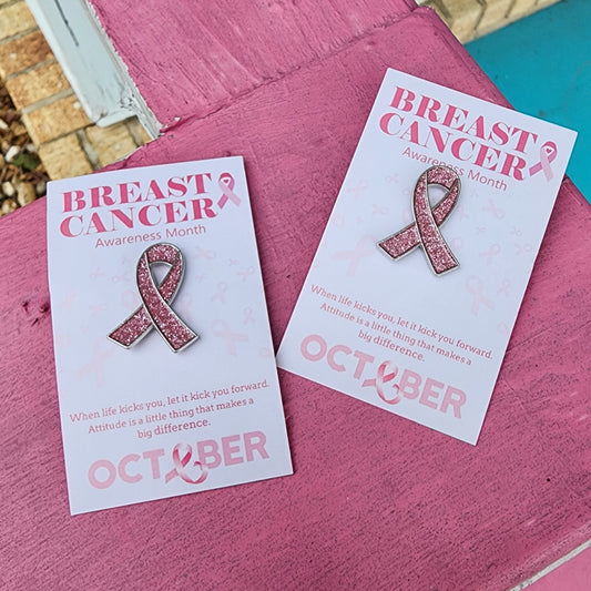 Breast Cancer Glitter Pin