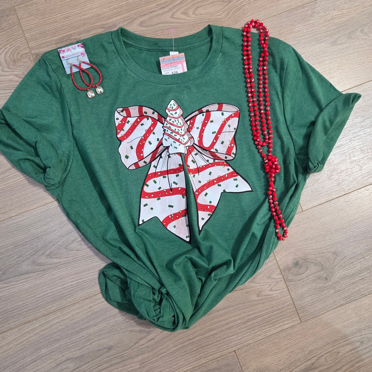 Christmas Snack Cake Bow Tee
