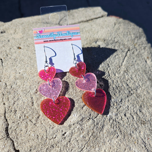 Triple Heart Earrings
