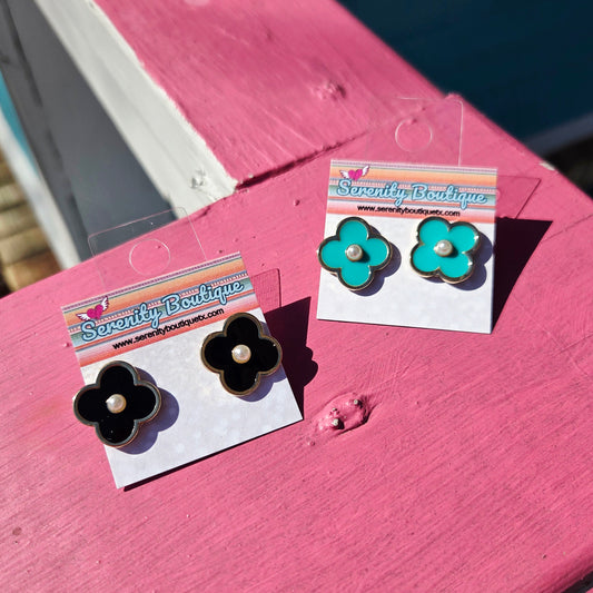 Flower and Pearl Earrings