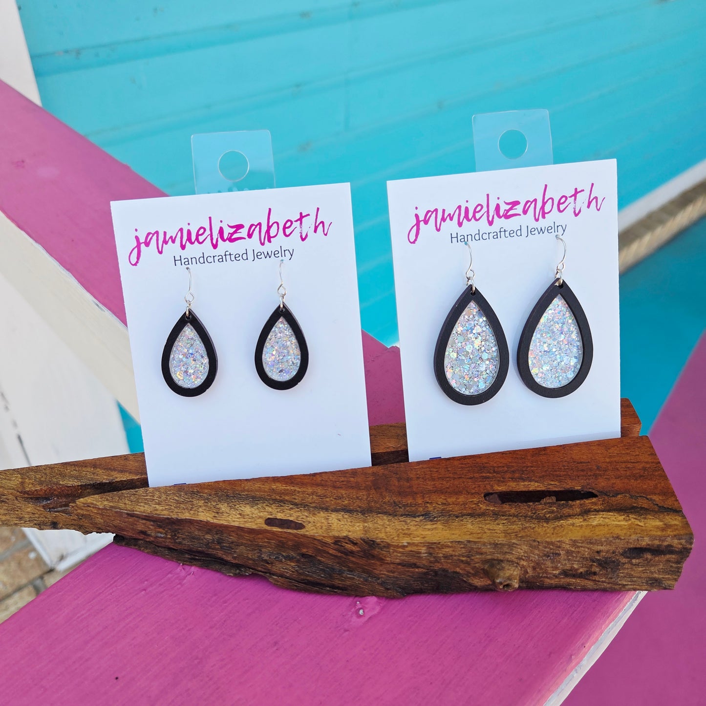 Jamielizabeth Black with Silver Glitter Earrings