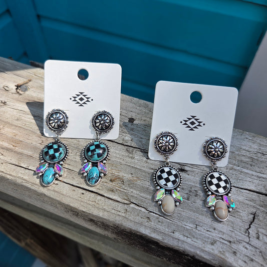 Checkered Stone Earrings