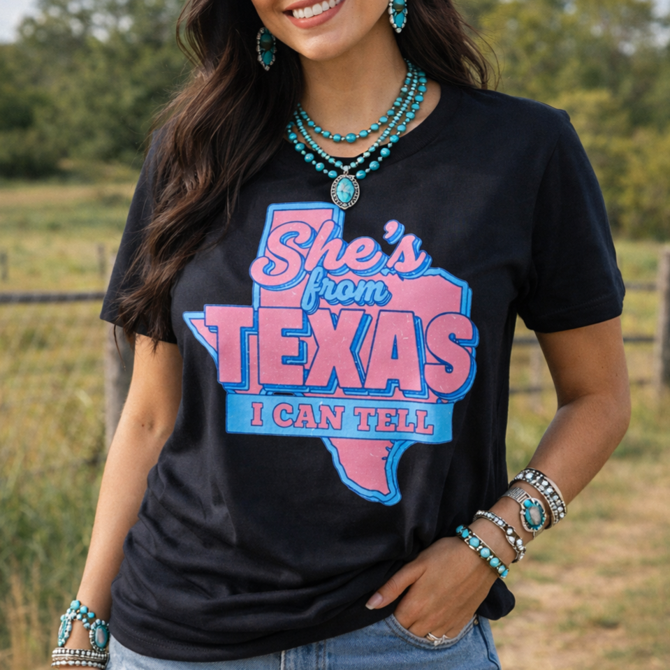 She's From Texas Pink/Turq Tee