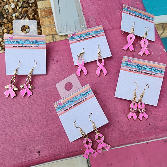 Breast Cancer Ribbon Earrings
