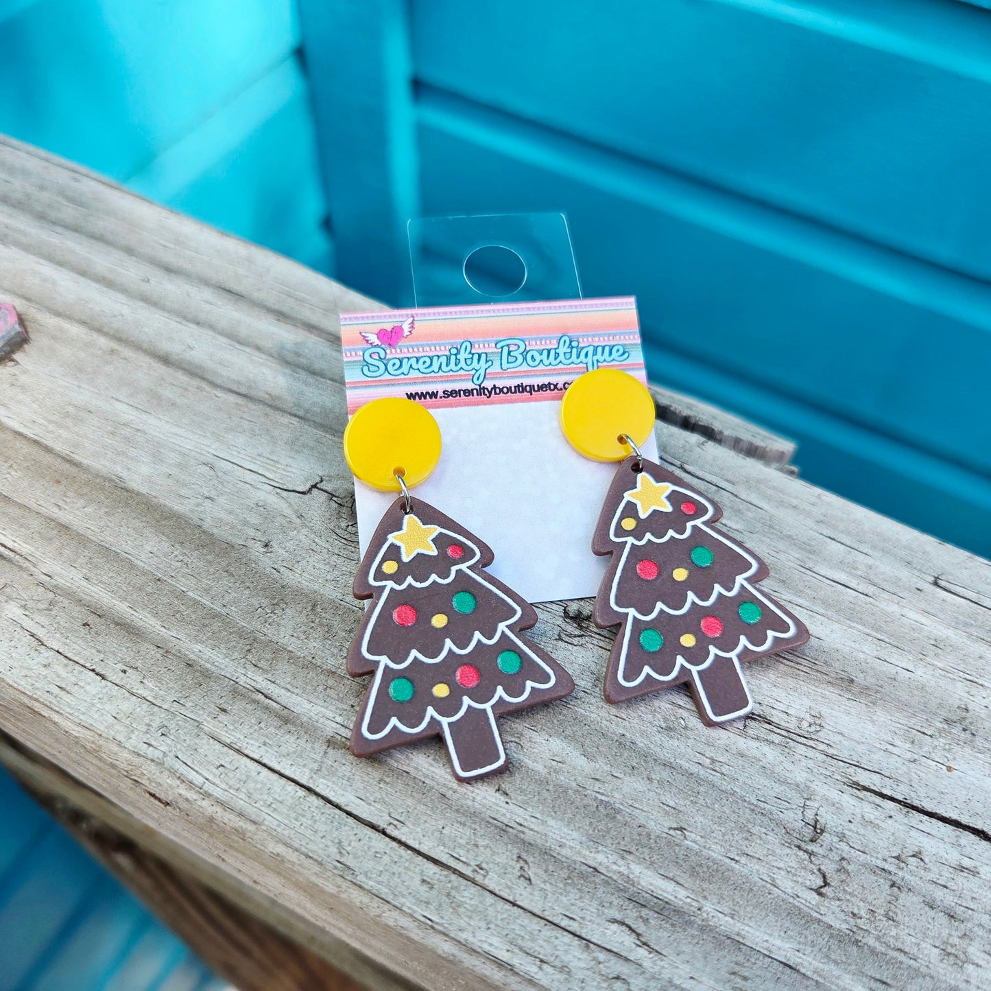 Gingerbread Christmas Tree Cookie Earrings