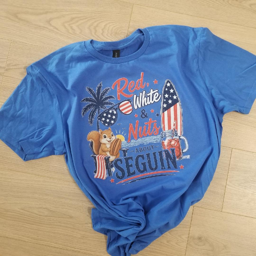 Red, White & Nuts About Seguin Tee