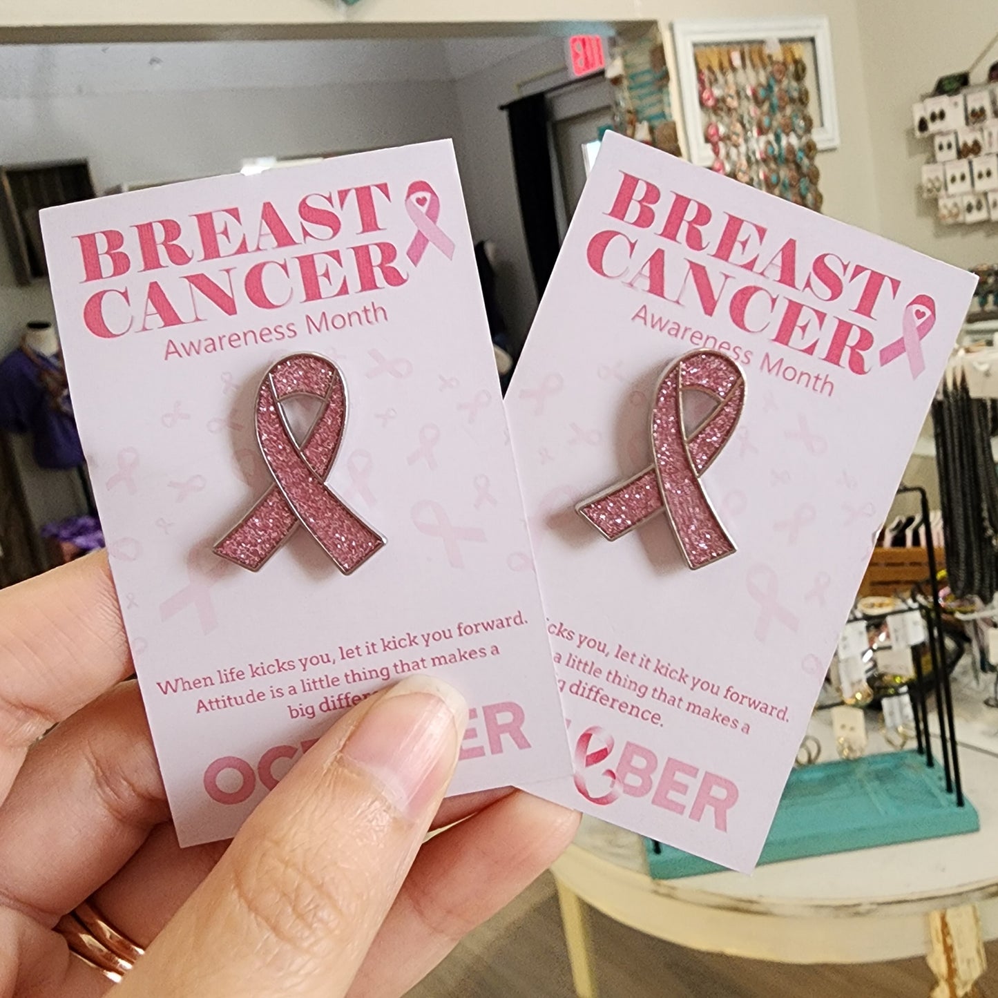 Breast Cancer Glitter Pin